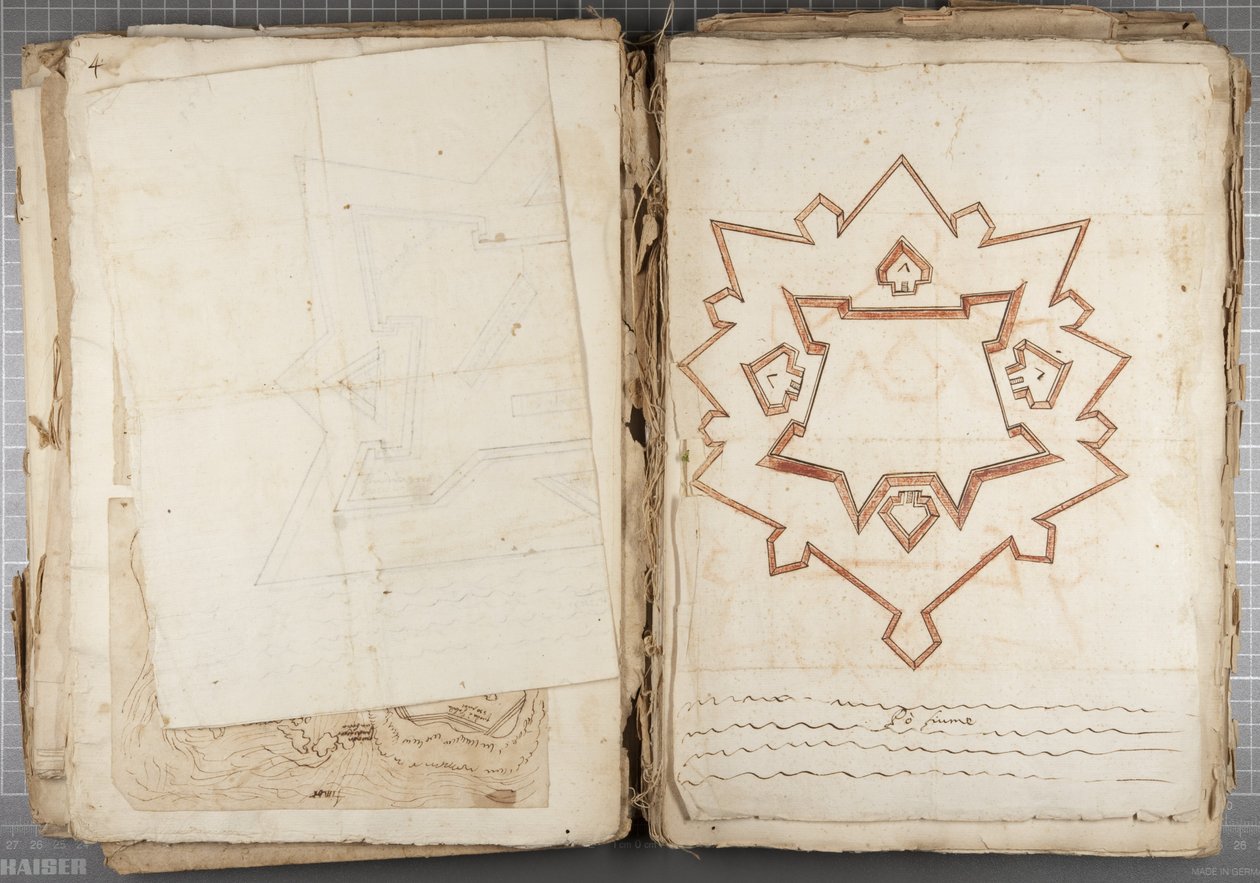 Urbino和其他人的Mutio Oddi绘画作品集 -  Po Fume，c.1635-40（装订卷纸上的钢笔和墨水） 作者 穆齐奥·奥迪