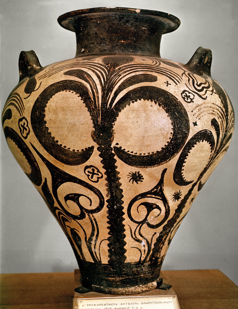 花瓶装饰，来自迈锡尼，公元前1500-1400（陶瓷） 作者 迈锡尼人