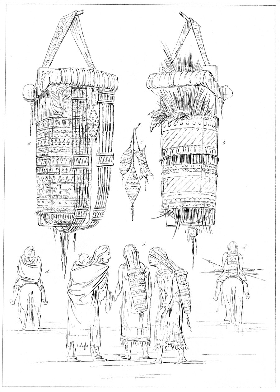 苏族的摇篮和子女的养育方式，1841年。 作者 迈尔斯公司