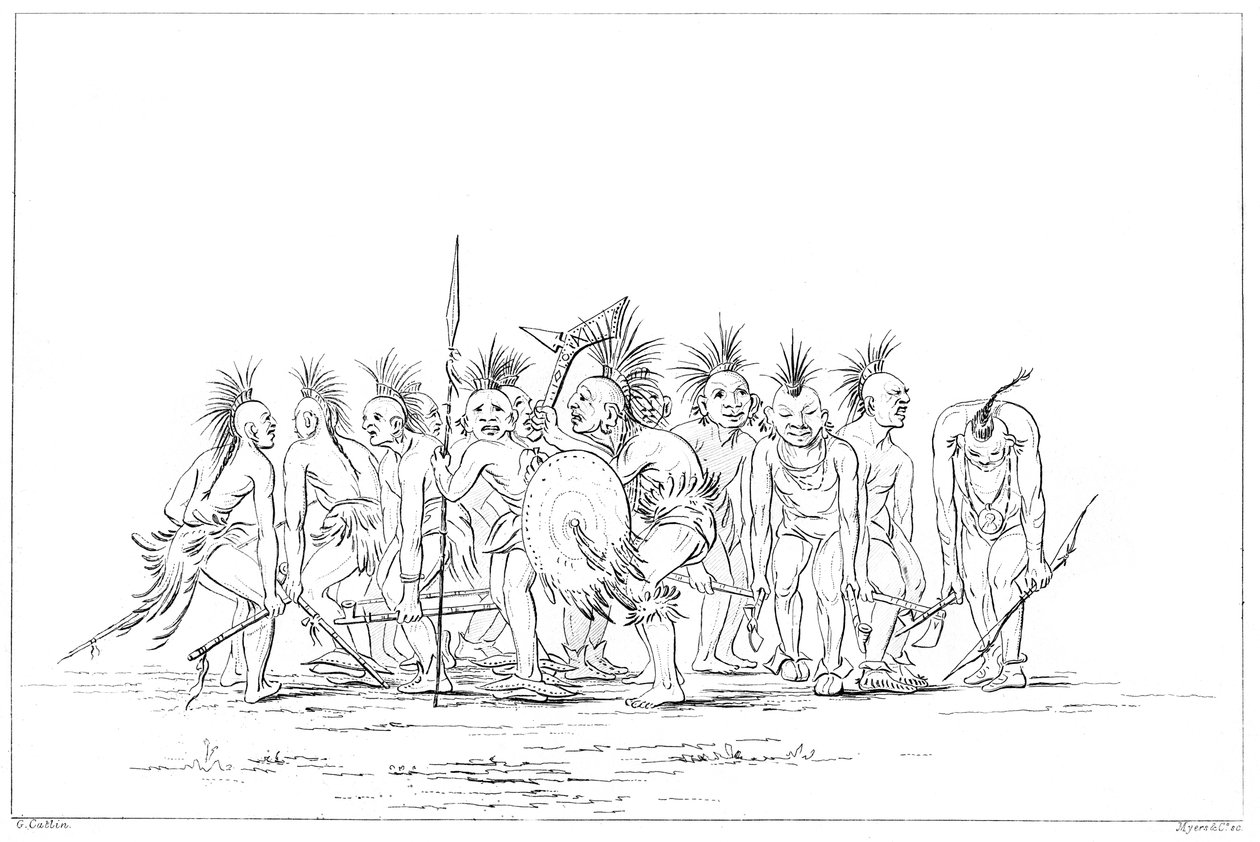 萨克和福克斯乞dance舞蹈，密西西比州洛克岛，1841年。 作者 迈尔斯公司