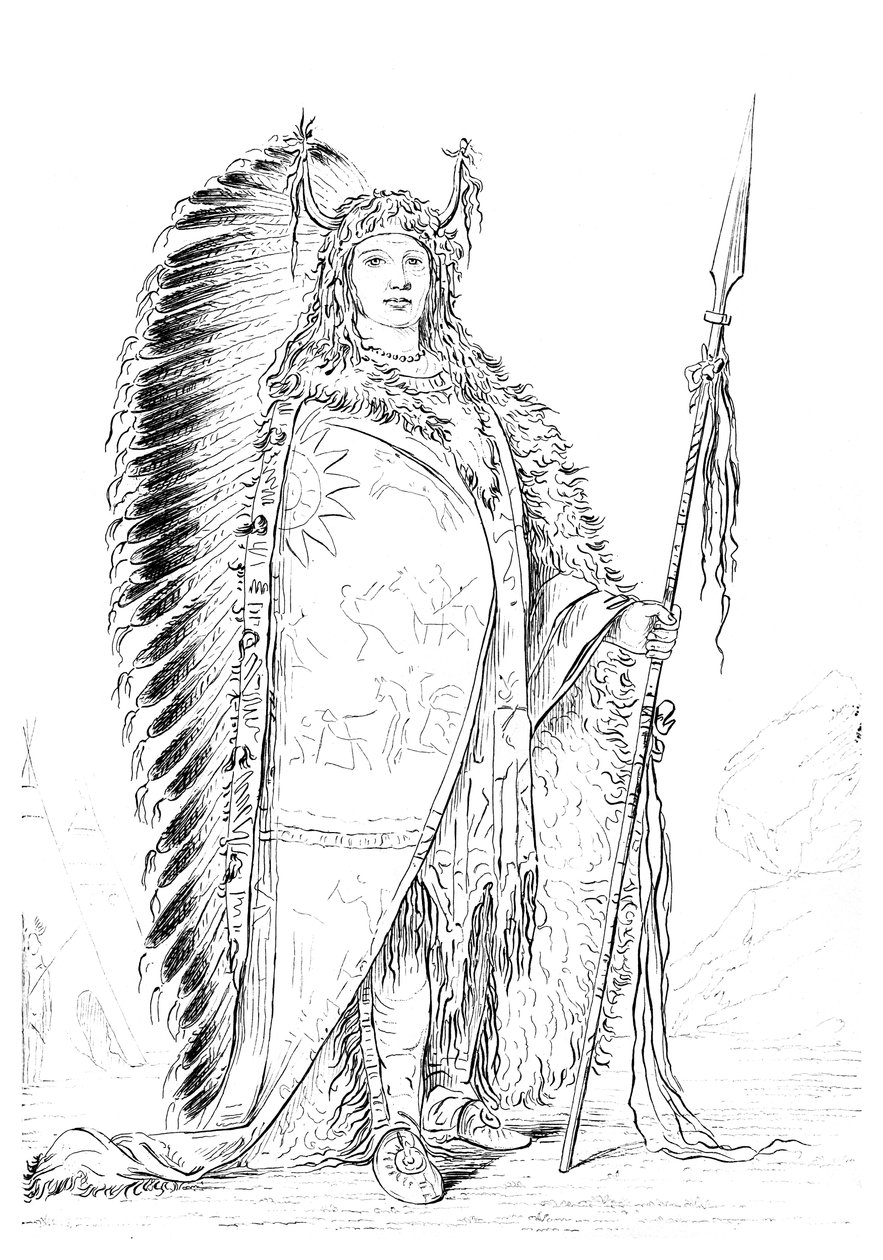黑岩，Nee-caw-wee-gee部落首领，1841年。 作者 迈尔斯公司