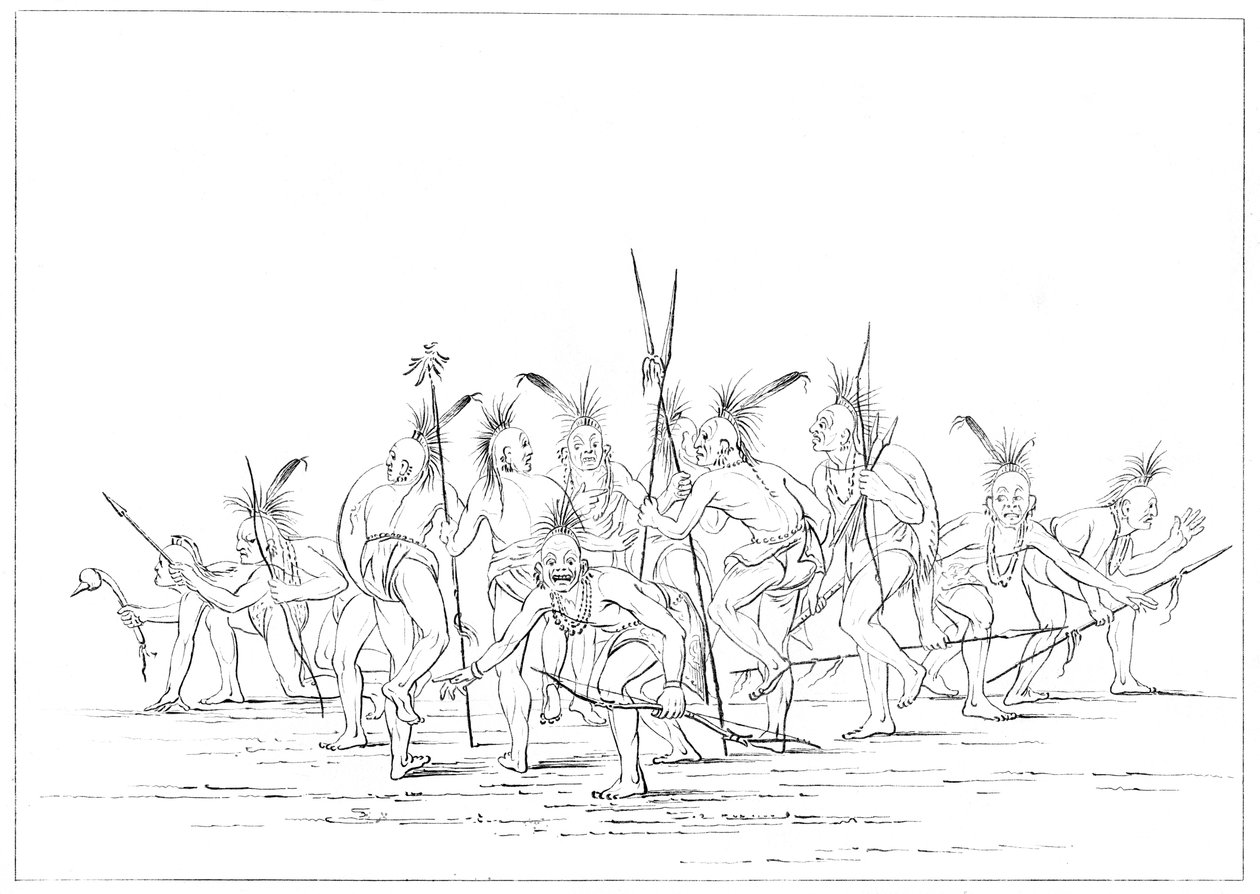 发现舞蹈，萨克和福克斯，密西西比州上洛克岛，1841年。 作者 迈尔斯公司