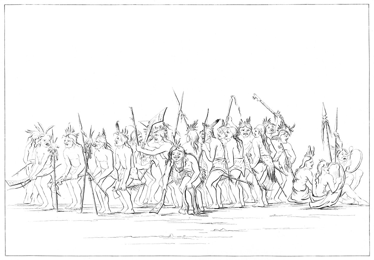 苏族的狗舞，1841年。 作者 迈尔斯公司