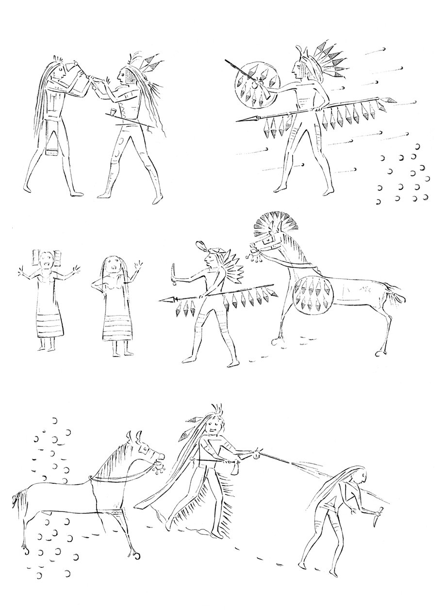 美洲熊战士四熊的剥削，1841年。 作者 迈尔斯公司