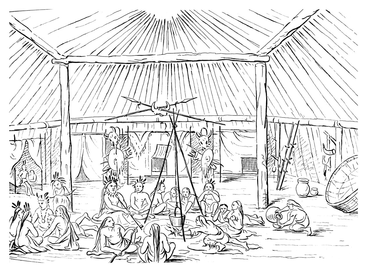 圆锥形帐蓬的内部，1841年。 作者 迈尔斯公司