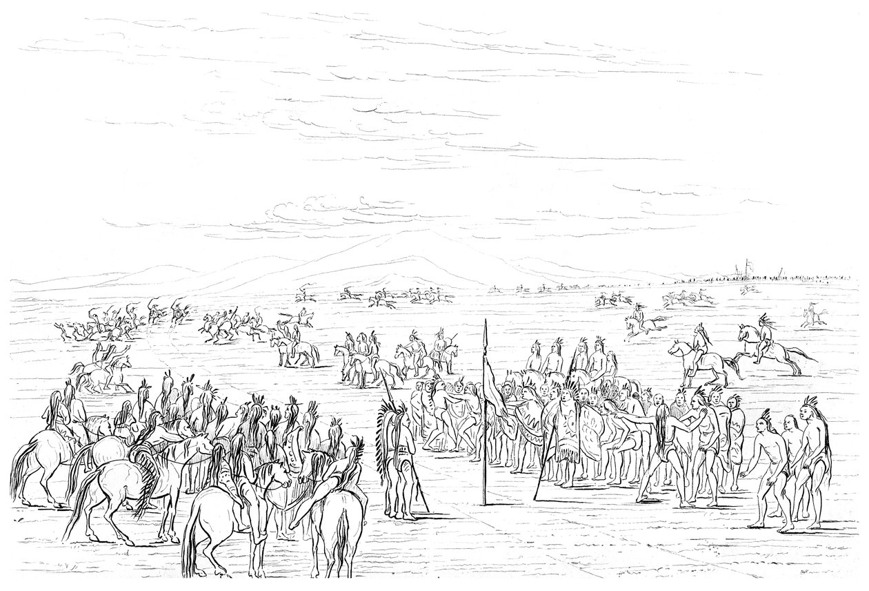 美国本土赛马，1841年。 作者 迈尔斯公司