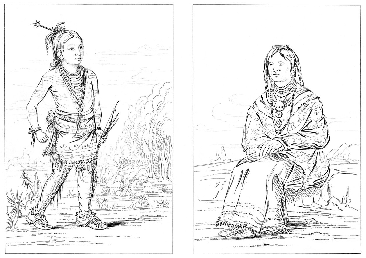 印第安人，西北边境，1841年。 作者 迈尔斯公司