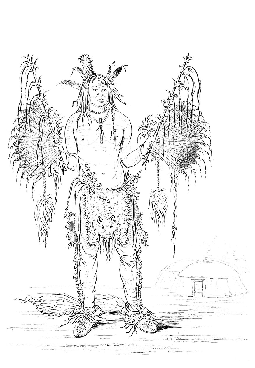 1841年，一个美洲原住民男子的画像。 作者 迈尔斯公司