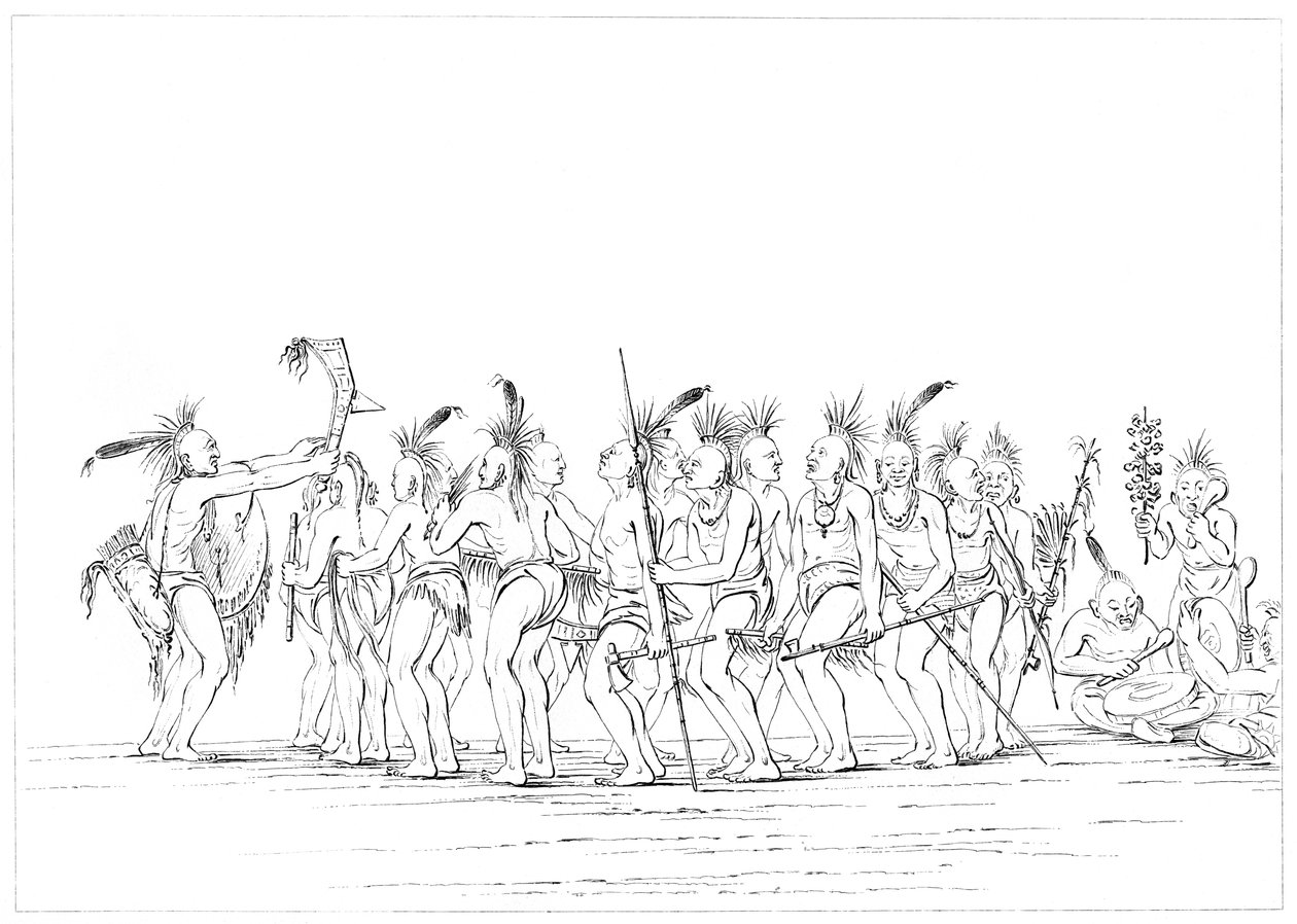 萨克和福克斯奴隶舞蹈，密西西比州上洛克岛，1841年。 作者 迈尔斯公司