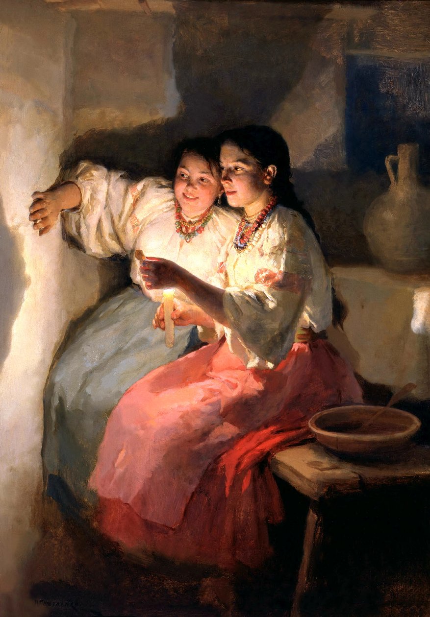  nEnglish: Yuletide Fortune Tellersn 作者 Mykola Kornylijowytsch Pymonenko