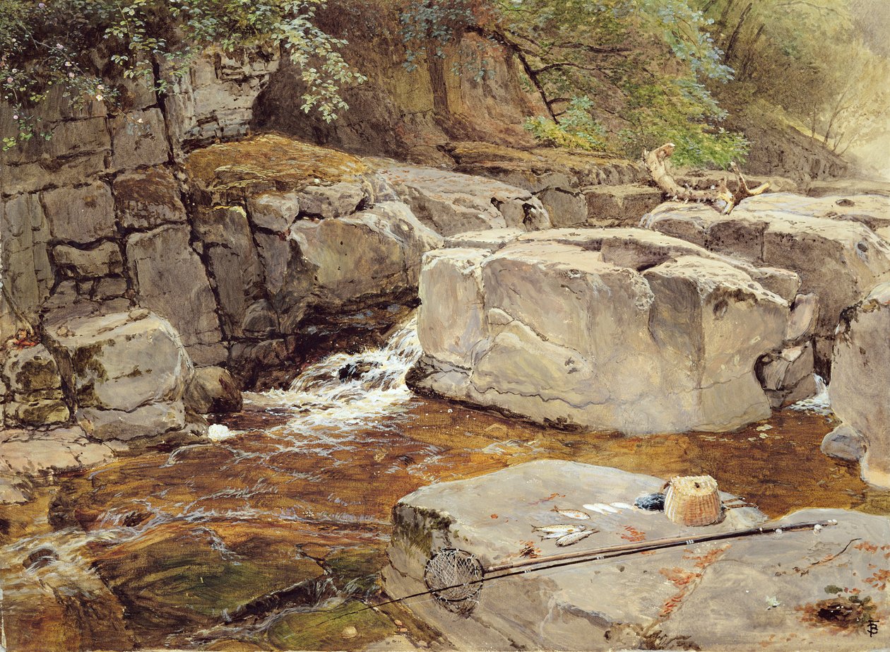 Greta上的岩石（纸上的水彩和水粉画） 作者 迈尔斯·比克·福斯特