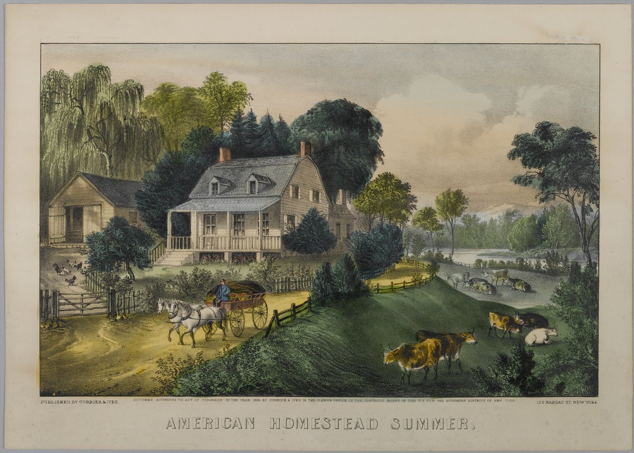 美国家园夏季，1868-69（手工彩色光刻） 作者 N. and Ives，JM库里尔