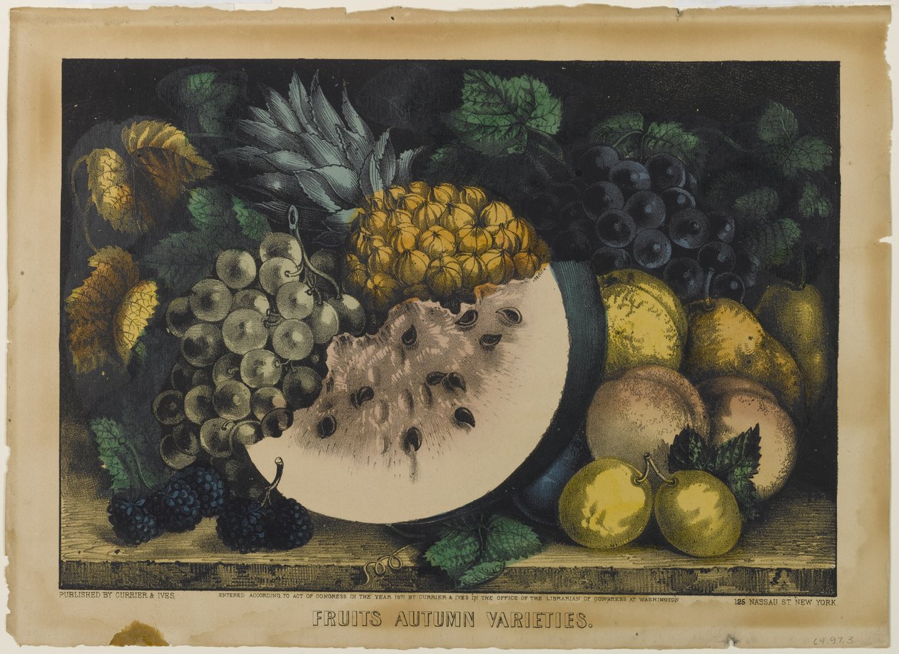 水果秋季品种，1871年（手工彩色石版） 作者 N. and Ives，JM库里尔
