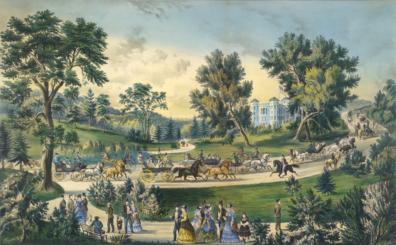 The Grand Drive，Central Park，New York，1869 作者 N. and Ives，JM库里尔
