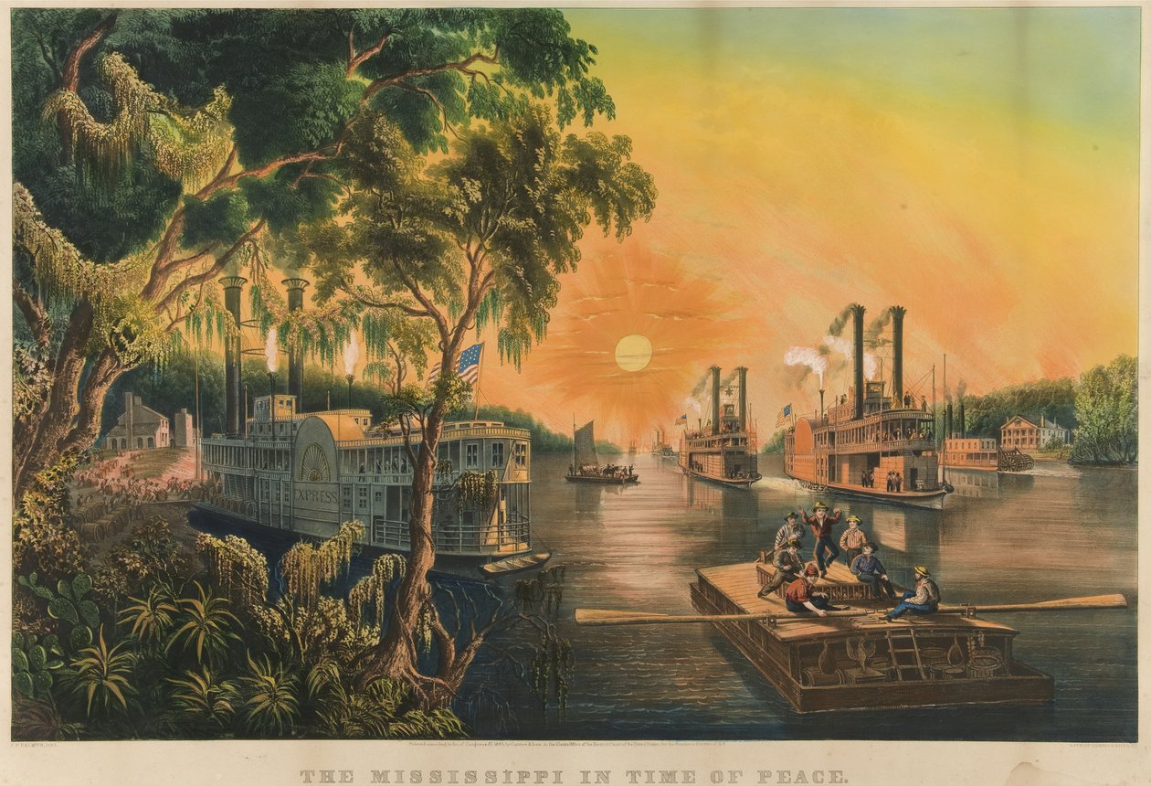 密西西比在和平时期，1865年 作者 N. and Ives，JM库里尔