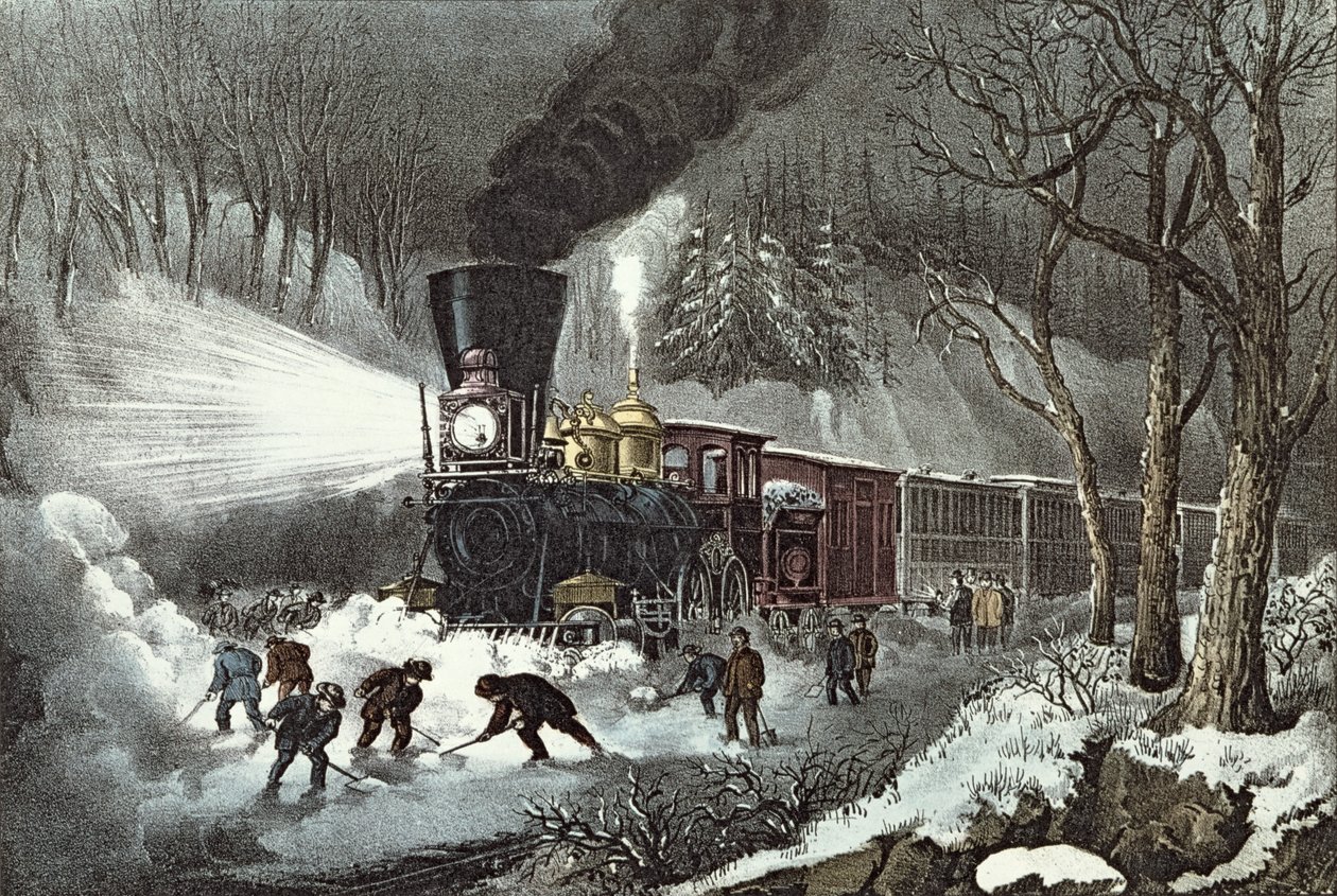 美国铁路现场，1871年 作者 N. and Ives，JM库里尔