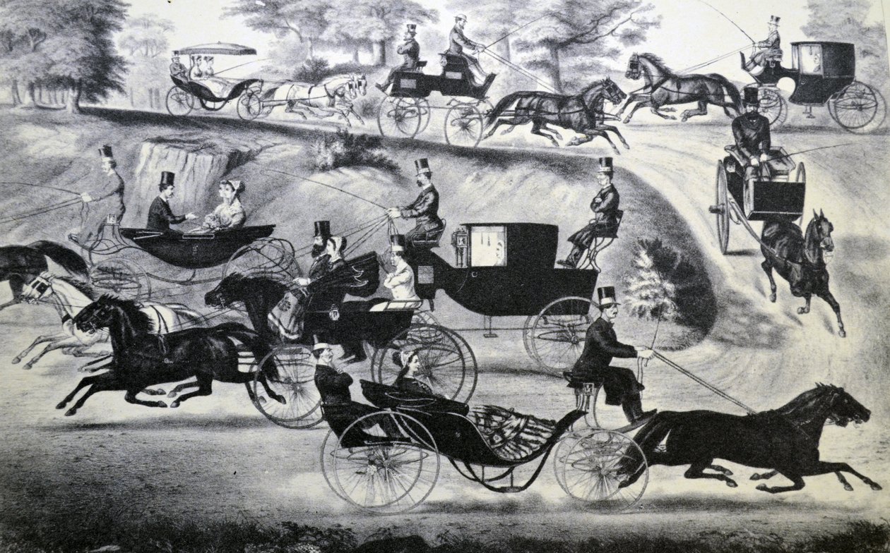 Currier＆Ives插图19世纪。中央公园的时尚建筑 作者 N. and Ives，JM库里尔