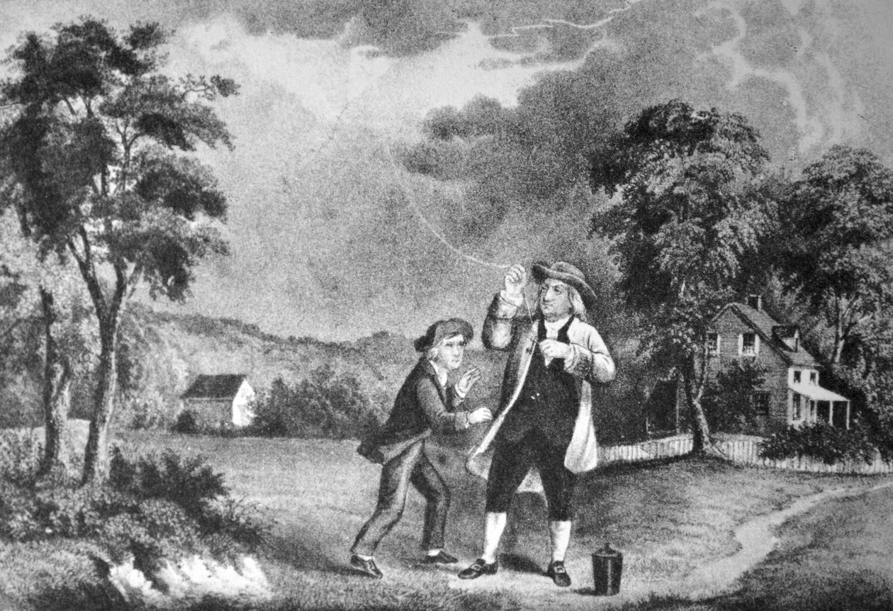 Currier＆Ives插图19世纪。 Franklins实验，1752年6月 作者 N. and Ives，JM库里尔