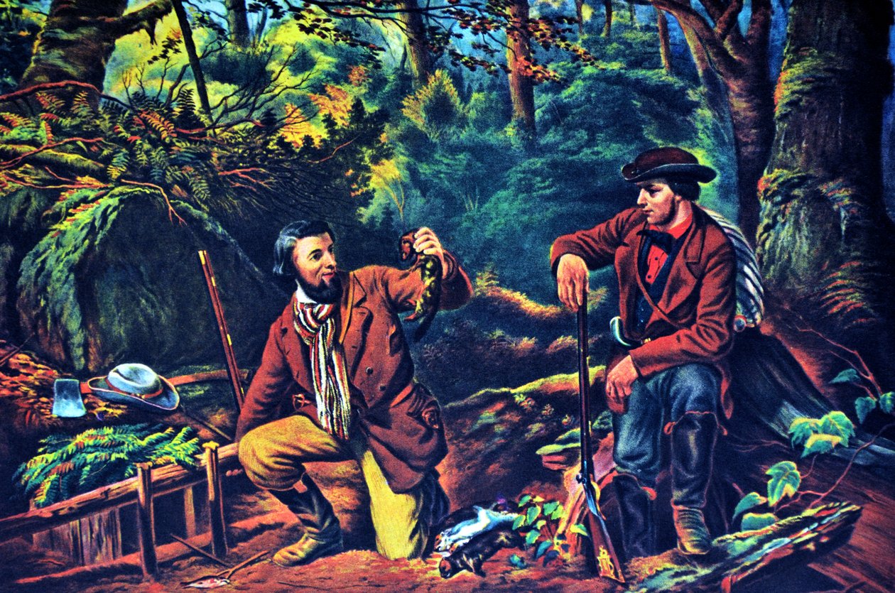 Currier＆Ives插图19世纪。 Mink Trapping Prime 作者 N. and Ives，JM库里尔