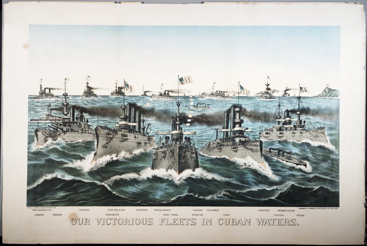 我们在1898年在古巴水域的胜利舰队 作者 N. and Ives，JM库里尔