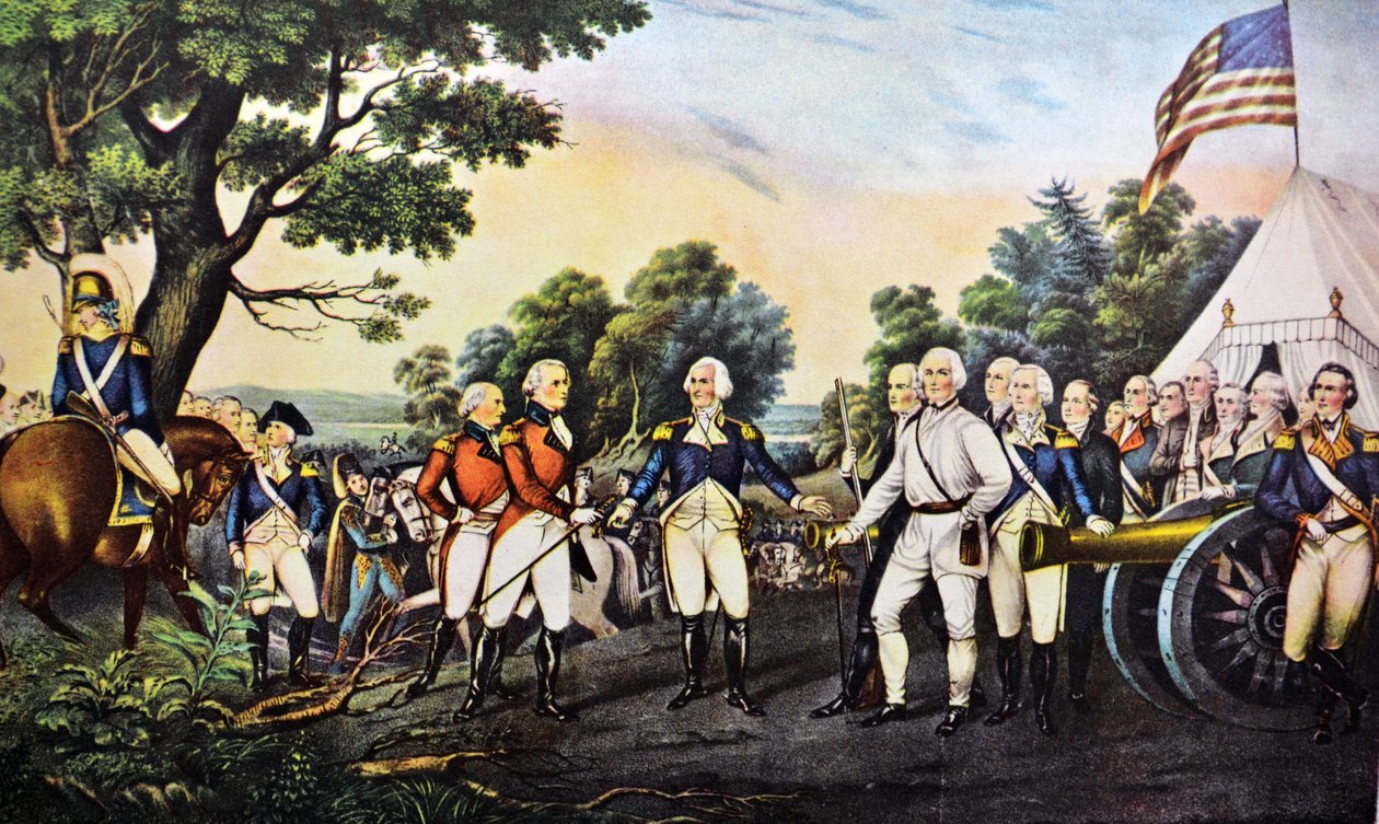 1777年10月17日在萨拉托加纽约投降将军Burgoyne 作者 N. and Ives，JM库里尔