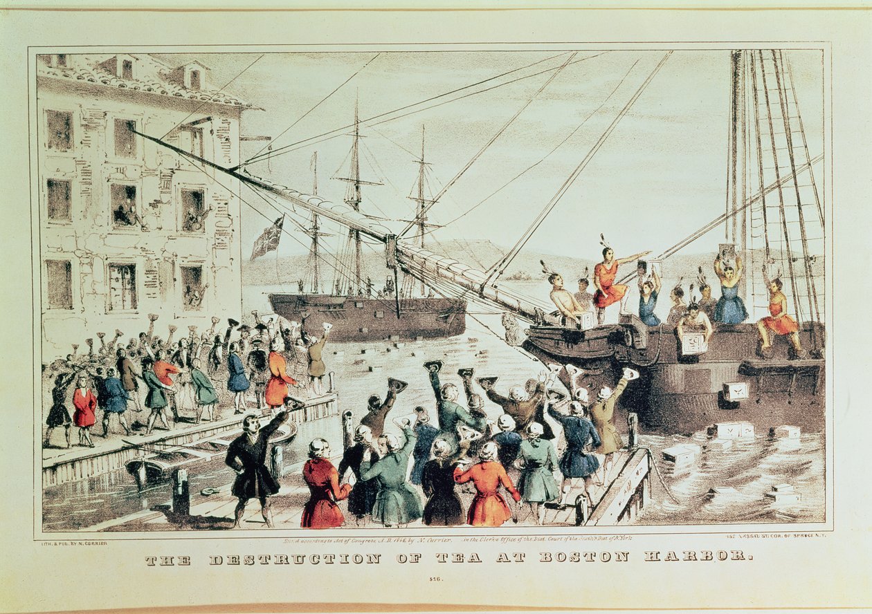 波士顿茶党，1846年（打印） 作者 N. and Ives，JM库里尔