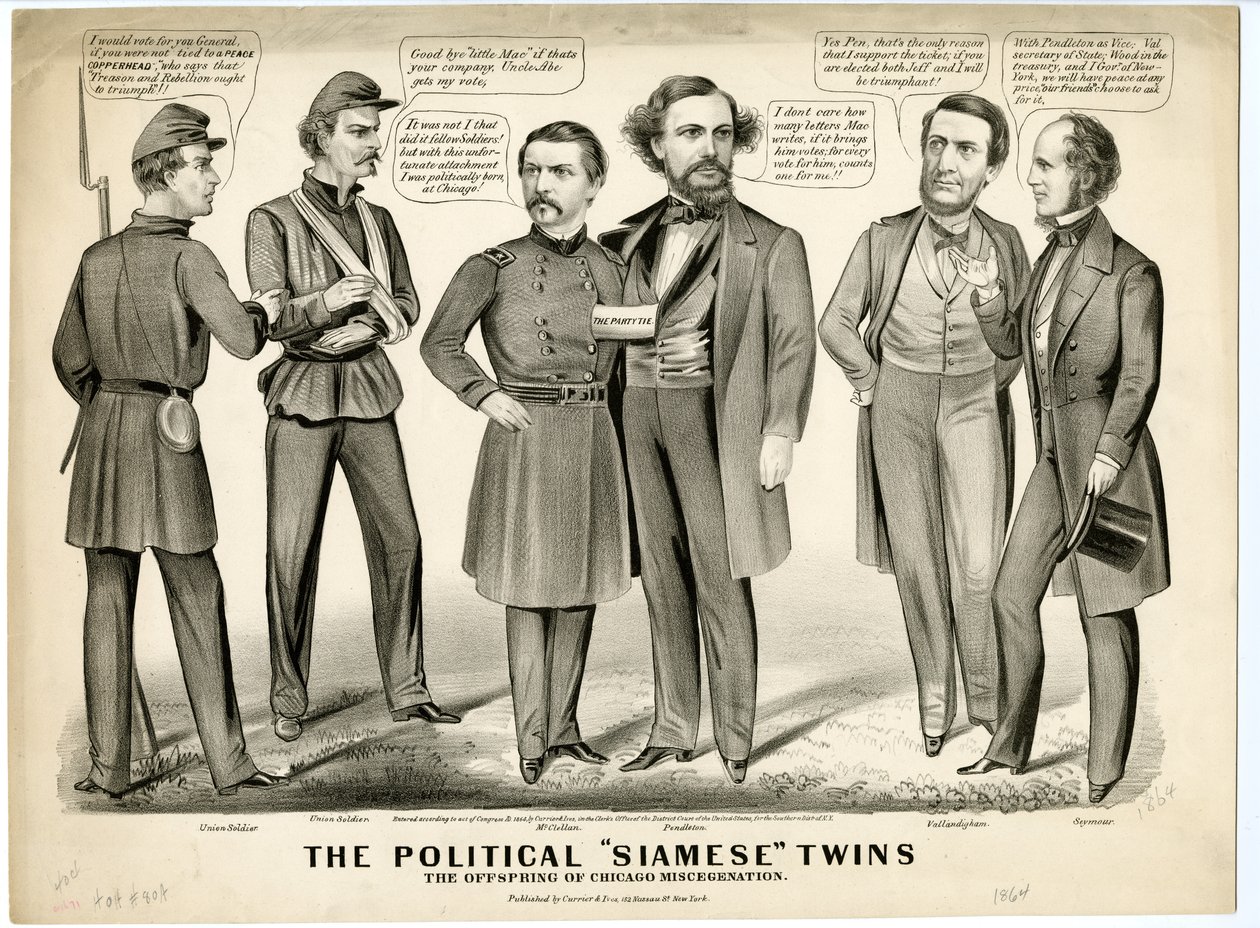 1864年，政治连体双胞胎，芝加哥混血的后代 作者 N. and Ives，JM库里尔