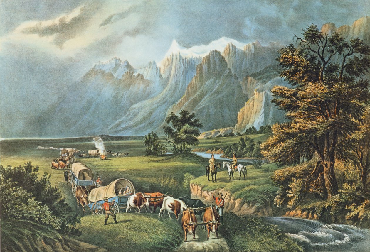 落基山脉：1866年穿越平原的移民 作者 N. and Ives，JM库里尔