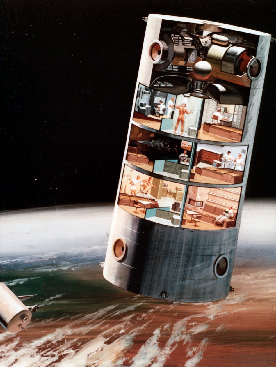 c1970年代对太空生活的未来主义看法。 作者 NASA图片