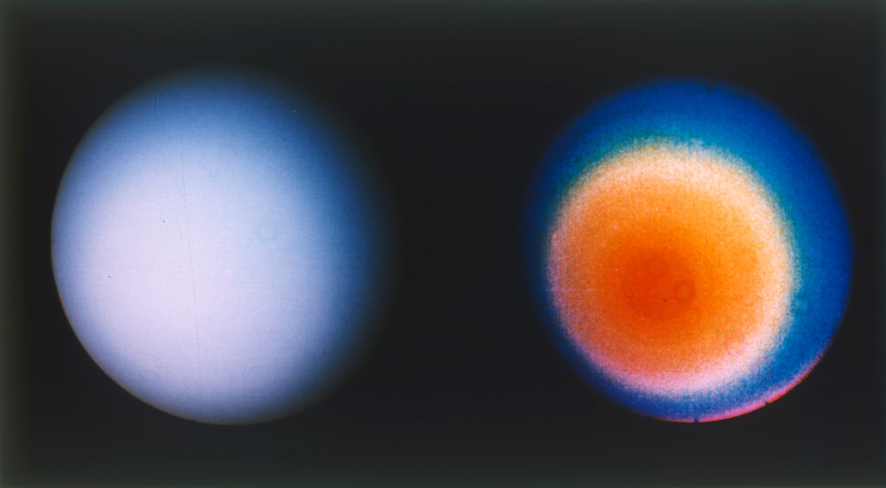 天王星，来自旅行者2号航天器，1980年代。 作者 NASA图片