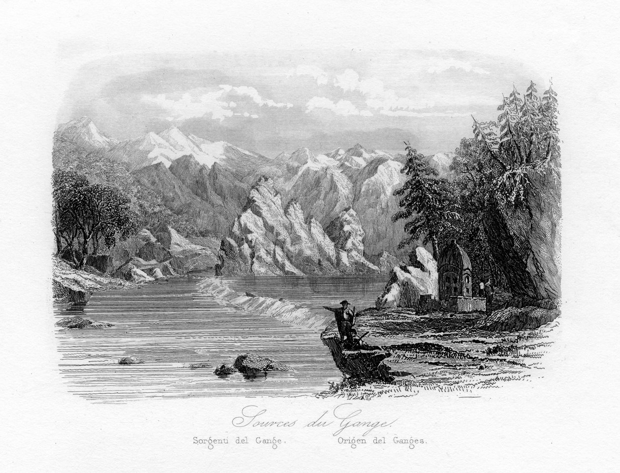 恒河的起源，印度，c1840 作者 雷蒙德