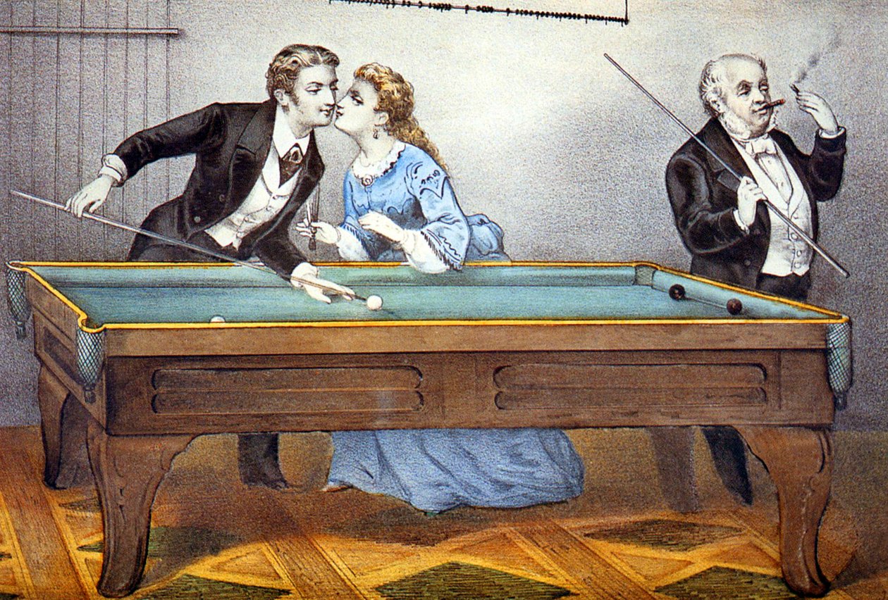 在纸牌游戏中接吻 作者 N. 和 Ives JM (1824 95) 库里尔