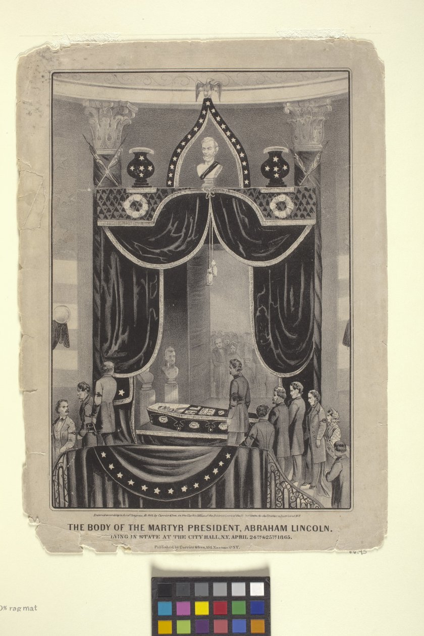 烈士总统亚伯拉罕·林肯的尸体（石版画） 作者 N. 和 Ives JM (1824 95) 库里尔
