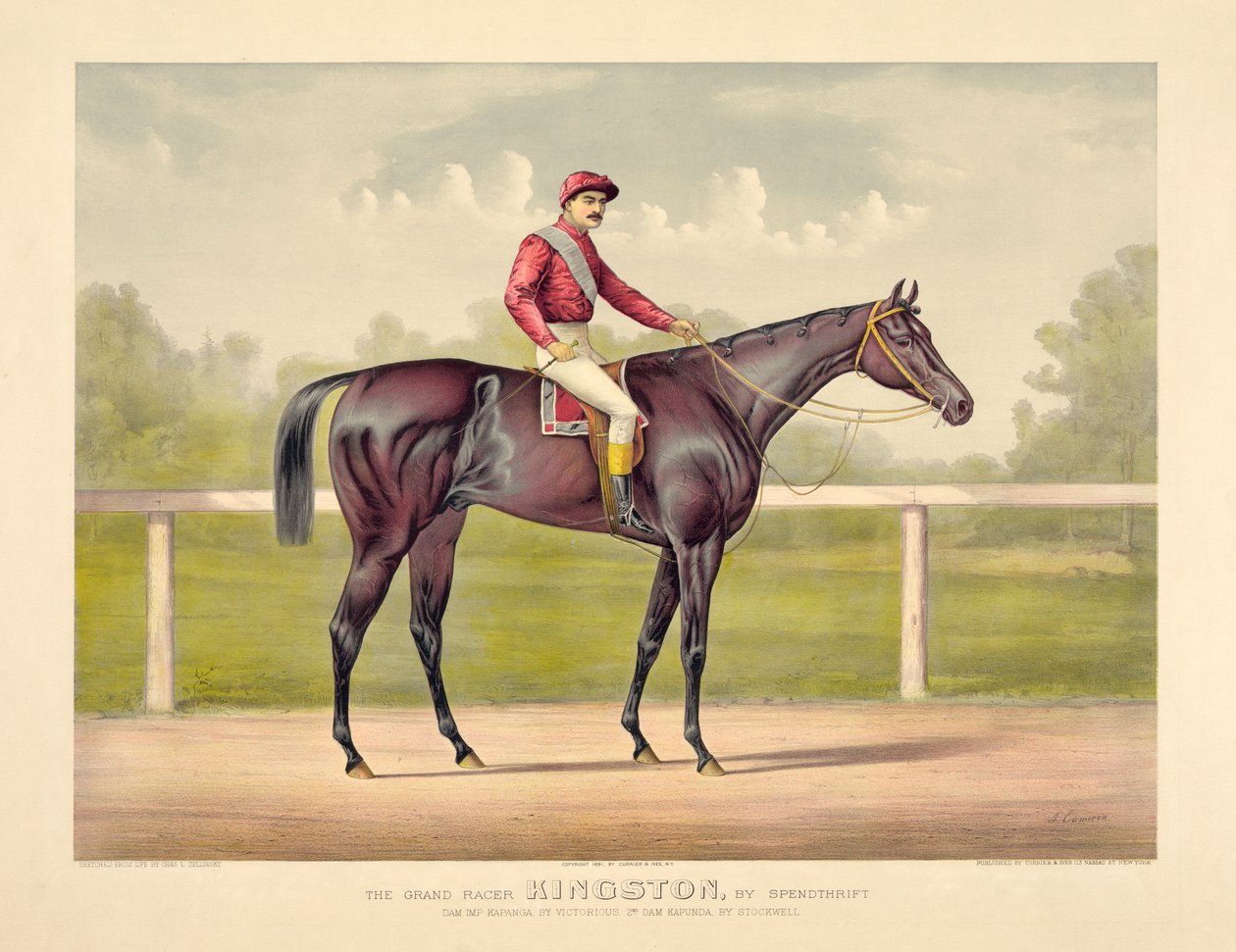 Currier & Ives 的 Grand Racer Kingston 作者 库里尔和艾夫斯