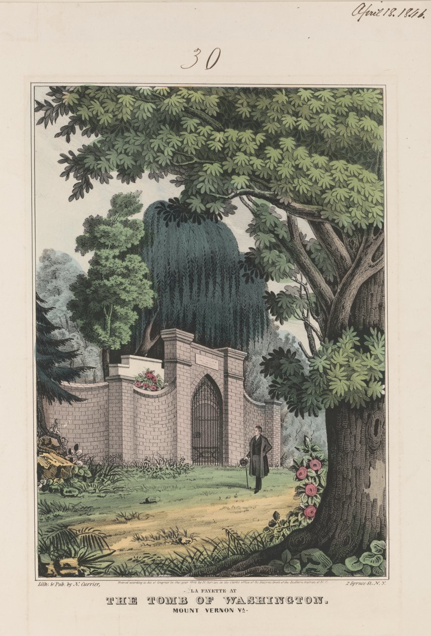 La Fayette at the tomb of Washington - Mount Vernon Va. 1845 (colour lithograph) 作者 库里尔和艾夫斯
