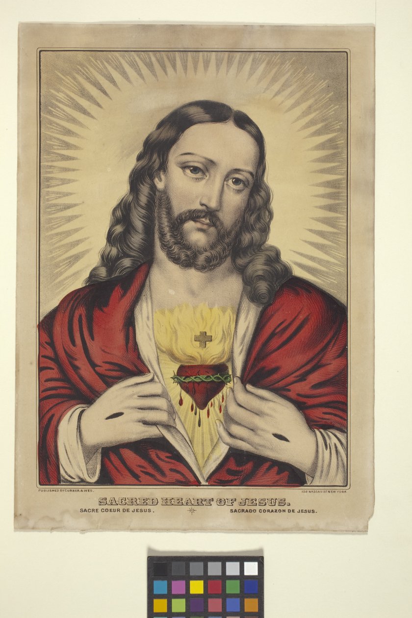 耶稣圣心（手绘石版画） 作者 N. 和 Ives JM (1824 95) 库里尔