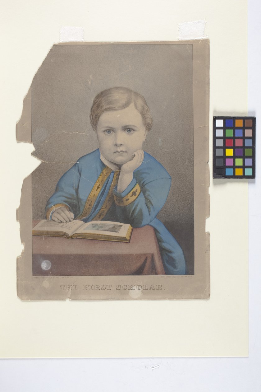 第一位学者》（手绘彩色石版画） 作者 N. 和 Ives JM (1824 95) 库里尔