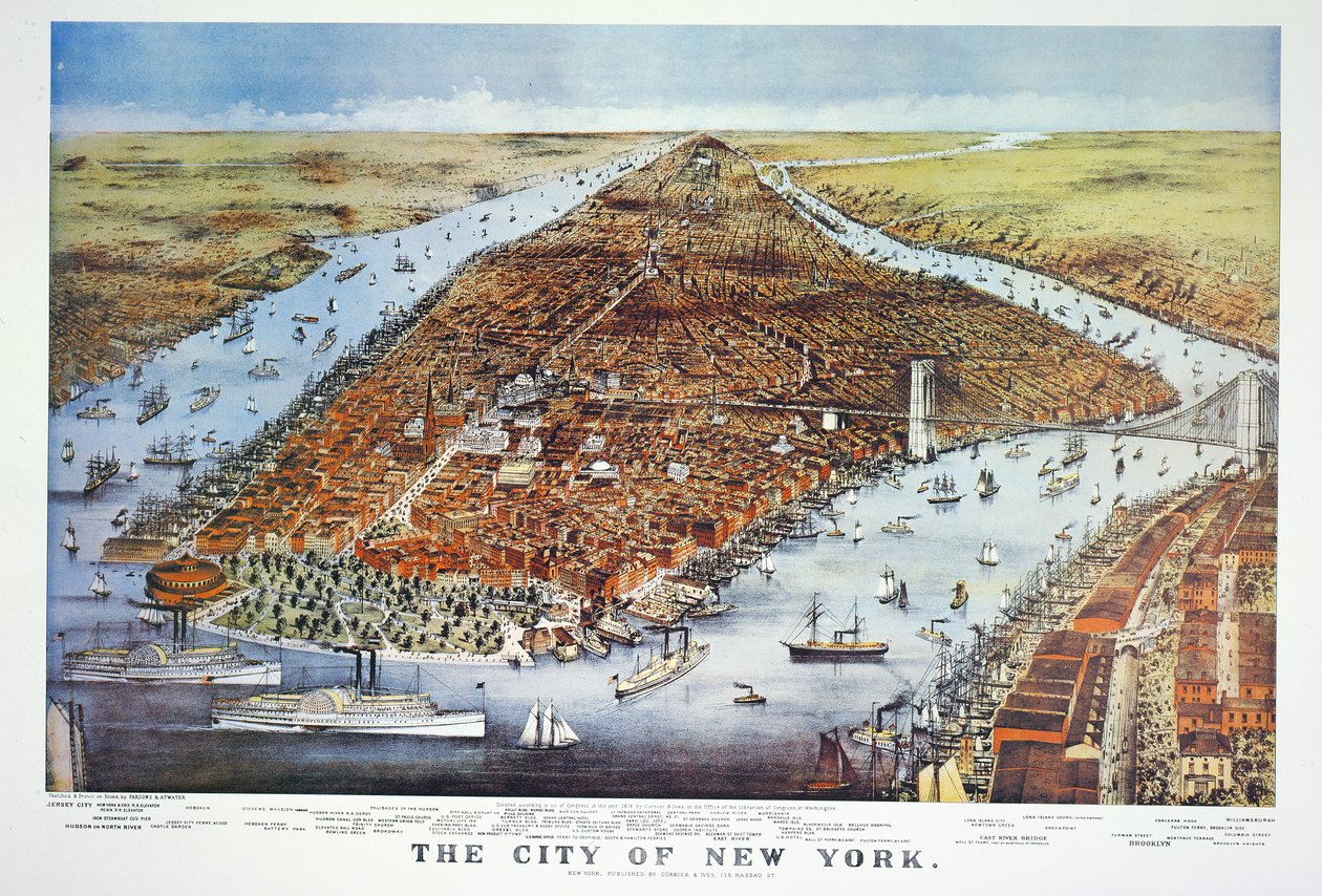 纽约市，1876年 作者 N. and Ives，JM库里尔