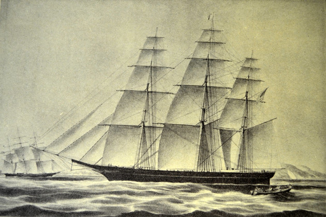 Currier＆Ives插图19世纪。快船船飓风 作者 N. and Ives，JM库里尔