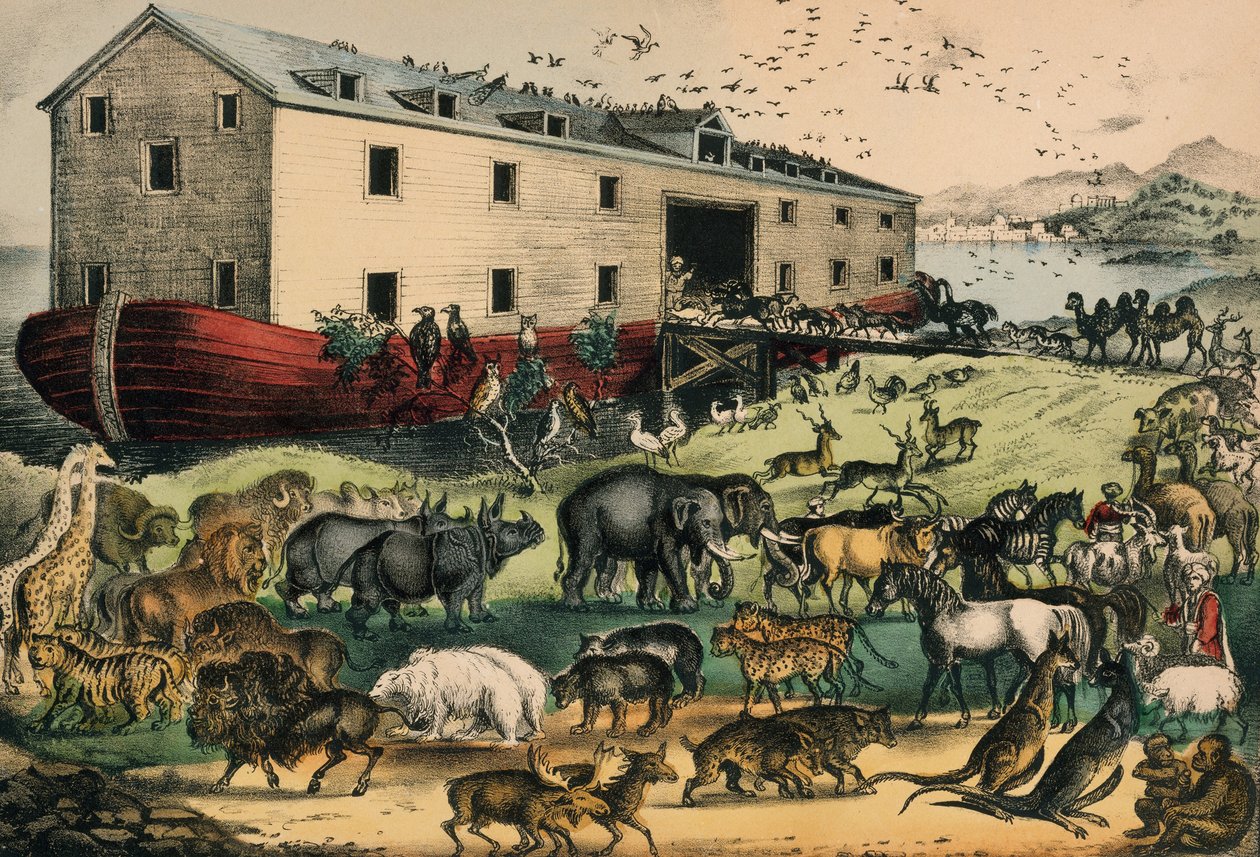 Noahs Ark，1874-78（手工彩色石版画） 作者 N. and Ives，JM库里尔