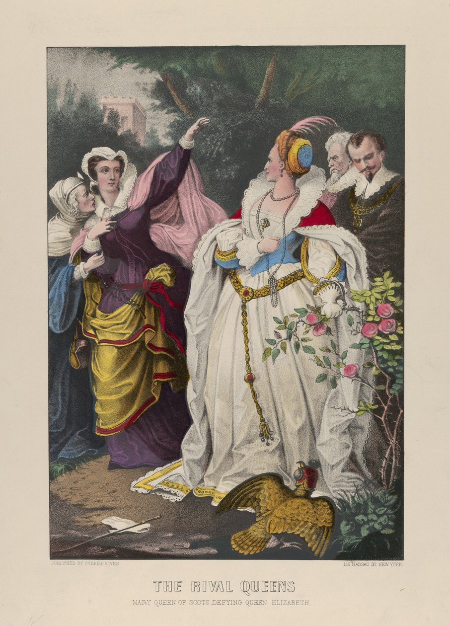 1857年至1872年的苏格兰女王伊丽莎白女王玛丽女王（手绘彩色版画） 作者 N. and Ives，JM库里尔