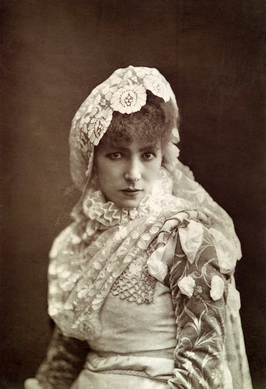 Sarah Bernhardt（1844-1923）在Porte Saint-Martin剧院饰演Marion Delorme 作者 纳达尔
