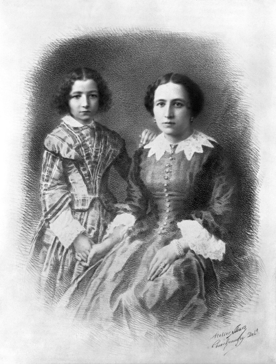 莎拉伯恩哈特和她的母亲（1844-1923） 作者 纳达尔