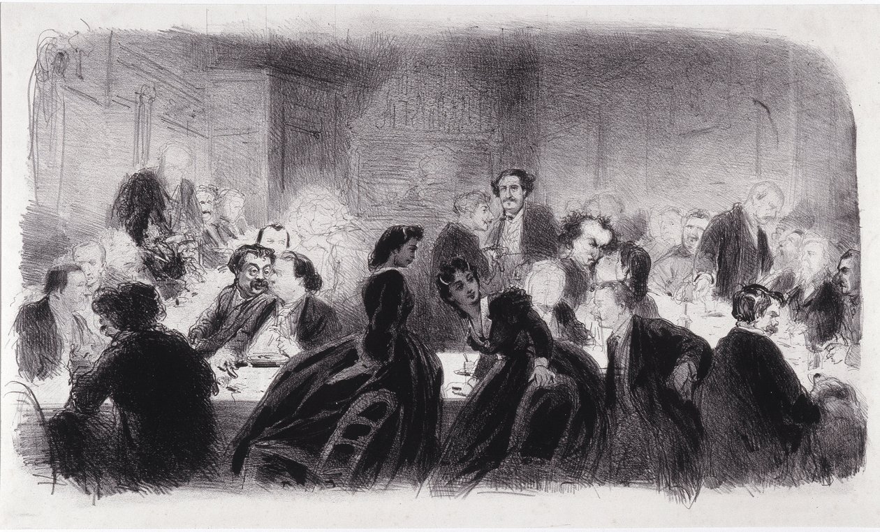 Anonymous lithograph representing literary and artistic personalites in the 1850s 作者 纳达尔