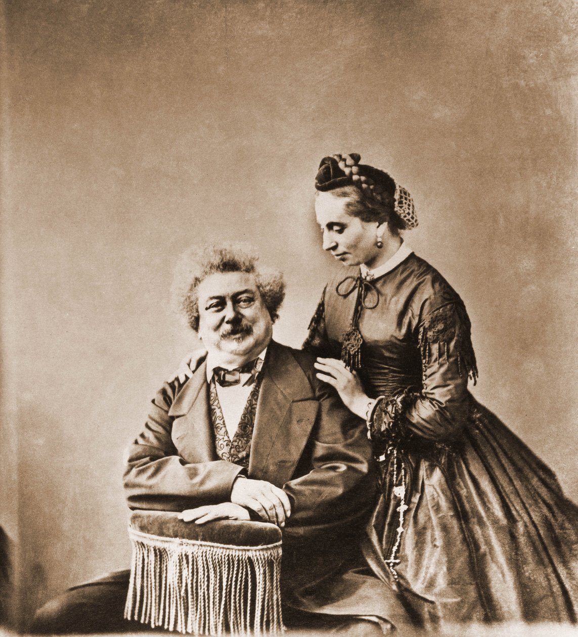大仲马 (1802-1870 年) 和他的女儿玛丽·杜马斯 (Marie Dumas) 1831-1878 年的肖像（照片） 作者 纳达尔