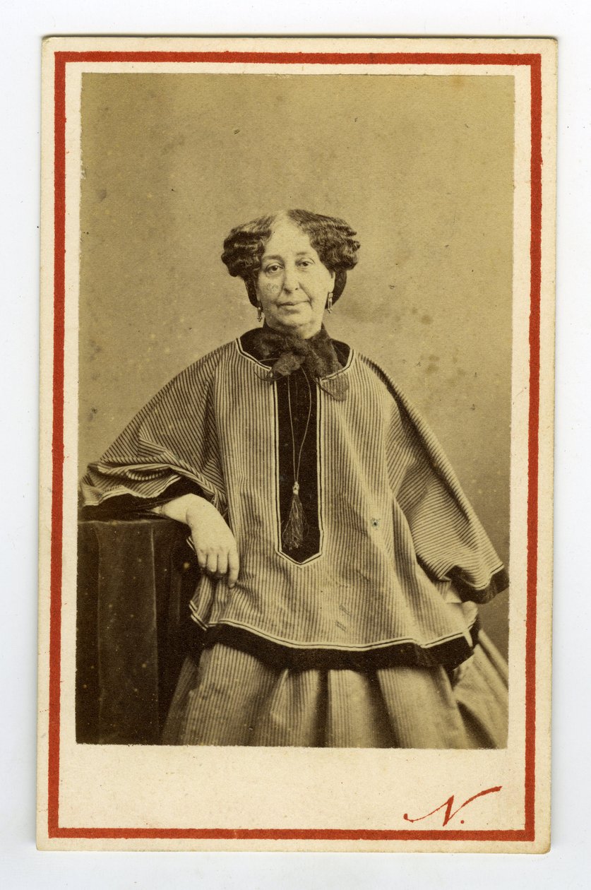 作家乔治·桑 (1804-1876) (Aurore Dupin)、杜德万男爵夫人的肖像。 名片 作者 纳达尔
