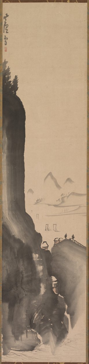 十八世纪末的山脉和遥远的小船。 作者 长泽玫瑰