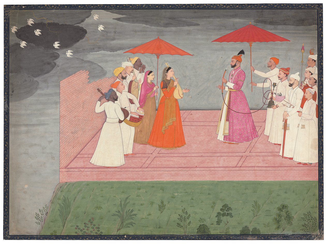 音乐家在雨季为Balwant Dev Singh演奏巡回演出，约1745-50年 作者 纳因苏克