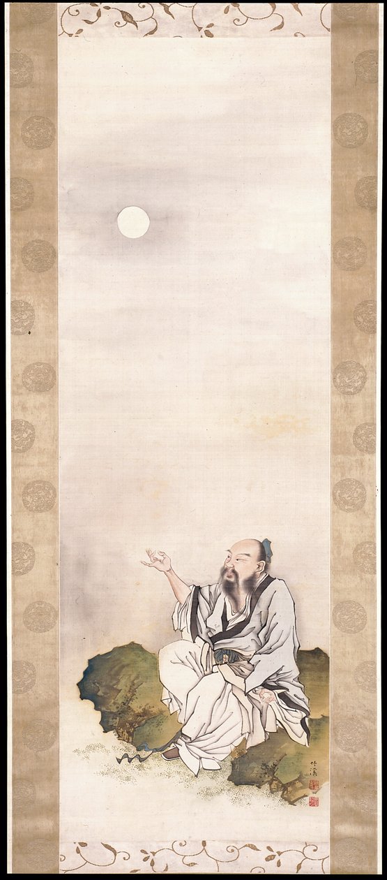 君子望月（水墨设色绢本） 作者 中林筑景