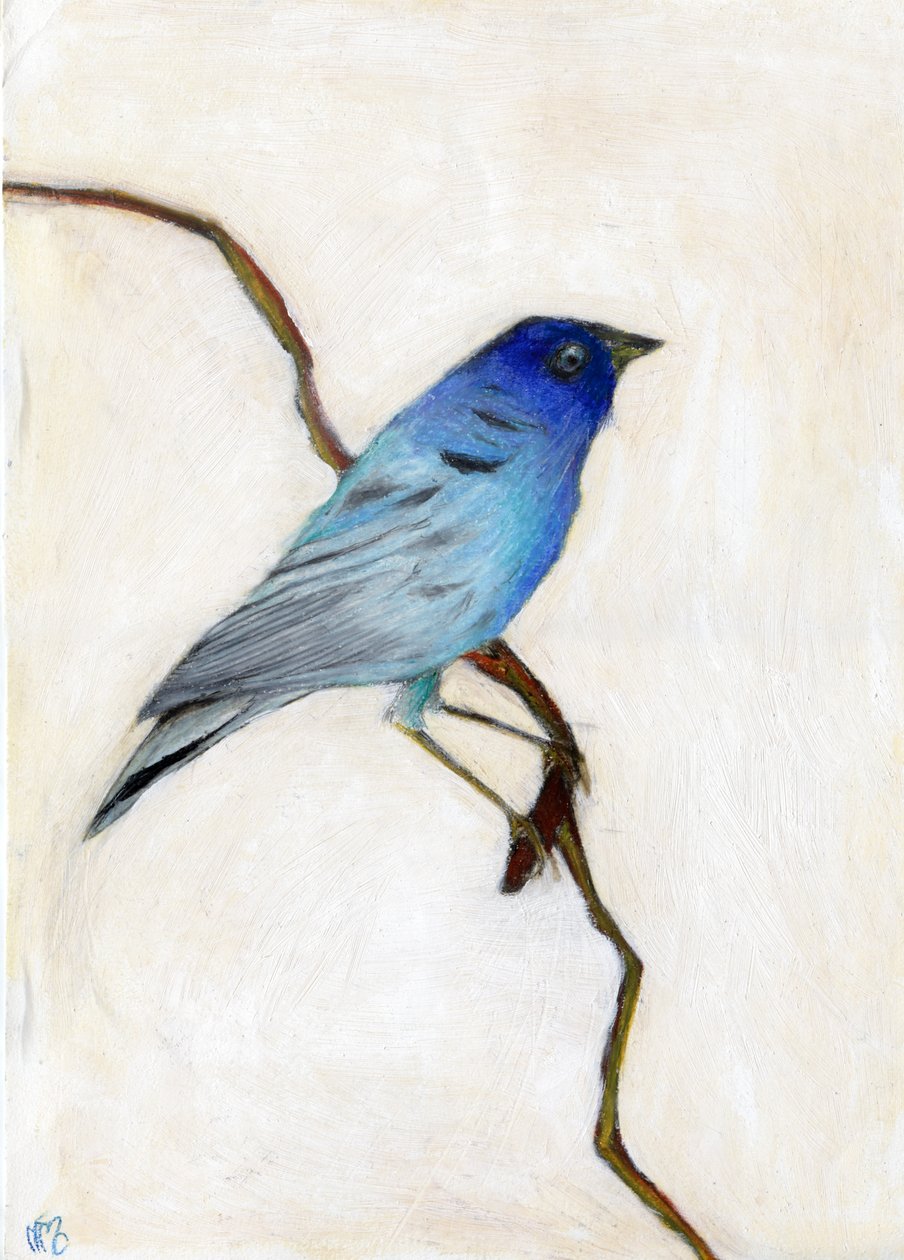 Little Blue，2012，（纸上油画） 作者 南希·莫尼兹·查拉拉姆布斯